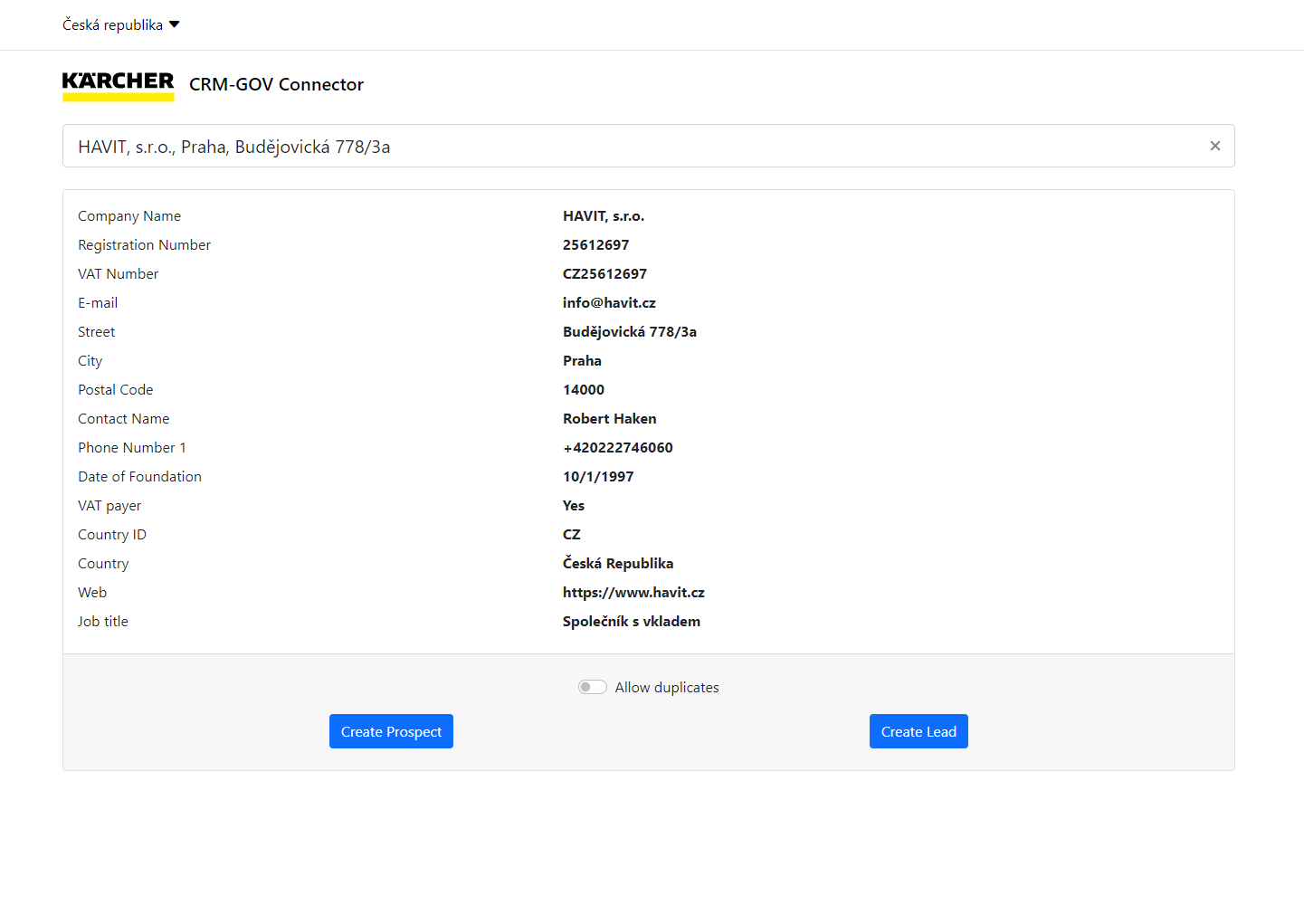 CRM enrichment from public registries across CEE